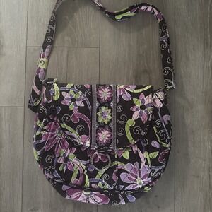 Vera Bradley Little Betsy Saddle Up Sling Crossbody Bag Brown & Purple Floral
